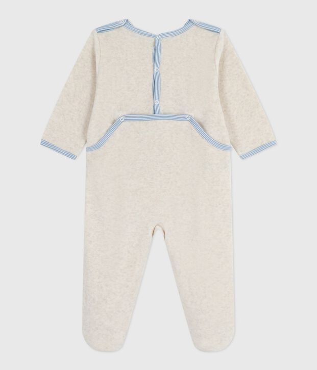 Pyjama b&eacute;b&eacute; en velours ouverture au dos uni beige chin&eacute;