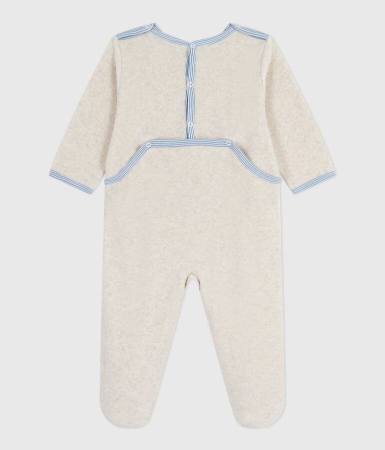 Pyjama b&eacute;b&eacute; en velours ouverture au dos uni beige MONTELIMAR CHINE