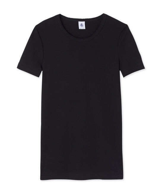 Tee-shirt manches courtes uni femme noir NOIR
