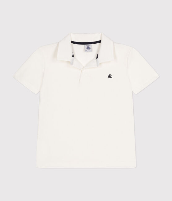 Polo manches courtes en coton enfant garçon blanc MARSHMALLOW
