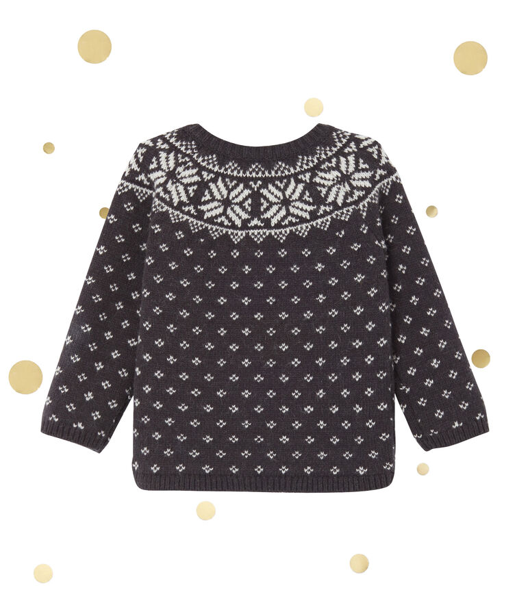 Cardigan jacquard b&eacute;b&eacute; gar&ccedil;on en laine m&eacute;lang&eacute;e gris/multicouleur