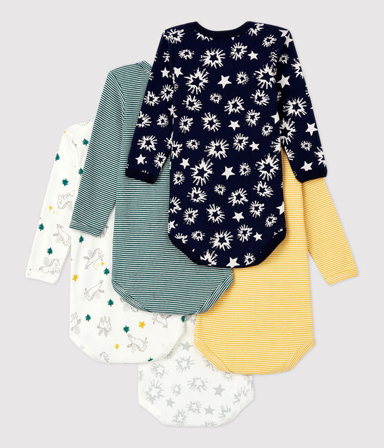 Lot de 5 bodies manches longues étoiles bébé en coton variante 1