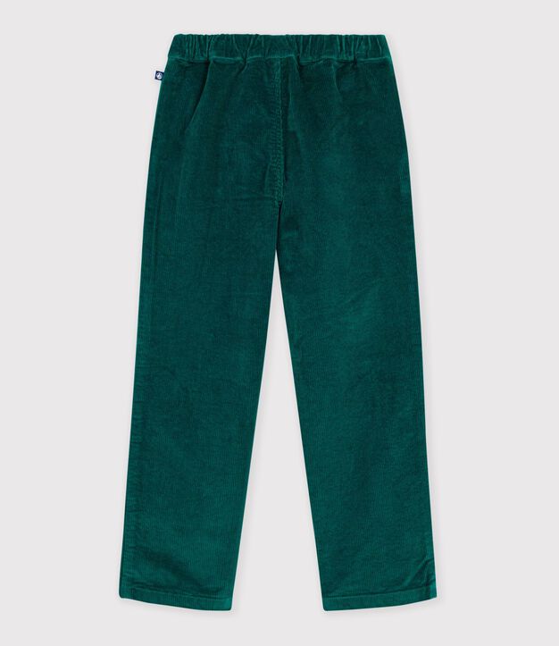 Pantalon droit enfant en velours vert fonc&eacute;