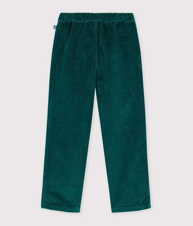 Pantalon droit enfant en velours vert fonc&eacute;