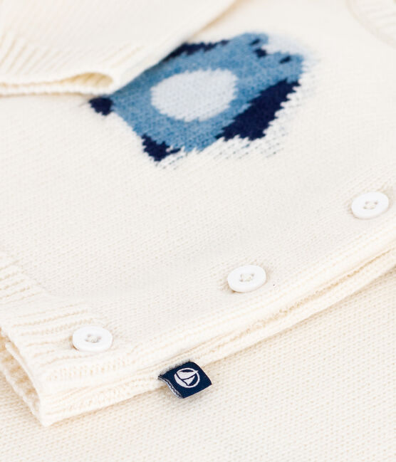 Ensemble 2 pièces bébé en tricot, imprimé pingouin blanc MARSHMALLOW/blanc MULTICO