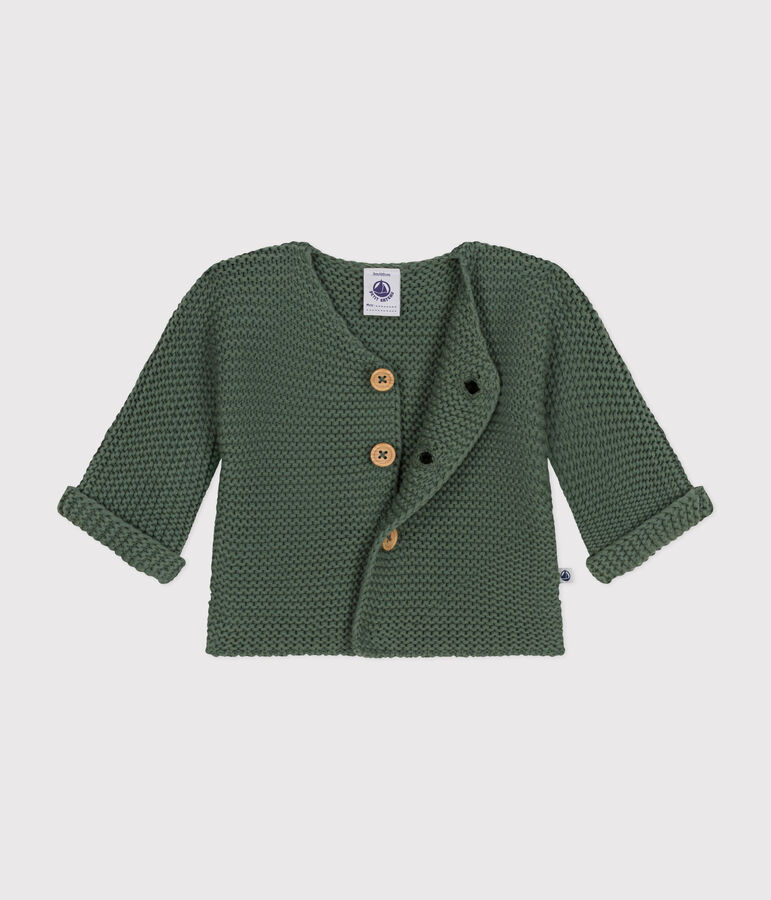 Cardigan en tricot point mousse b&eacute;b&eacute; vert