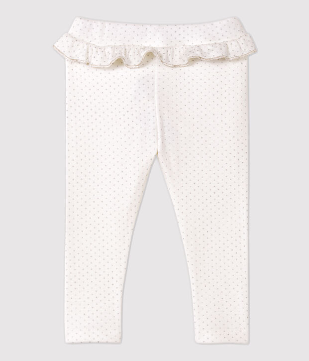 Legging en coton b&eacute;b&eacute;. blanc/gris