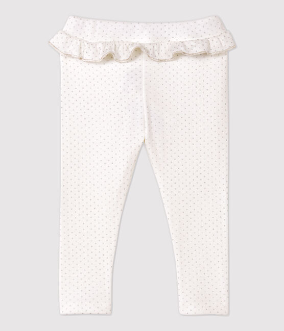 Legging en coton bébé. blanc MARSHMALLOW/gris ARGENT