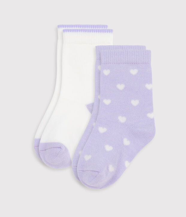 2 paires de chaussettes b&eacute;b&eacute; en coton imprim&eacute; c&oelig;urs multicouleur