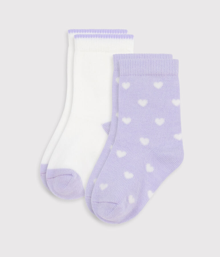 2 paires de chaussettes b&eacute;b&eacute; en coton imprim&eacute; c&oelig;urs variante 1