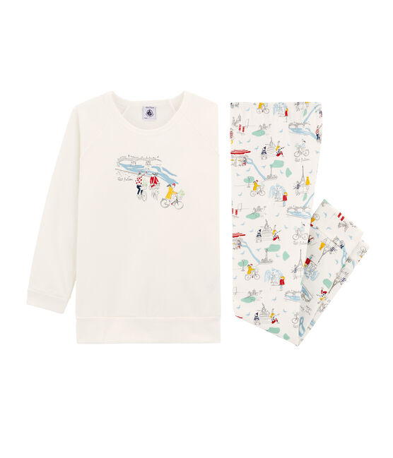 Pyjama petite fille blanc MARSHMALLOW/blanc MULTICO