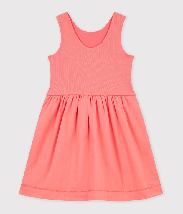 Robe sans manches enfant en coton uni corail