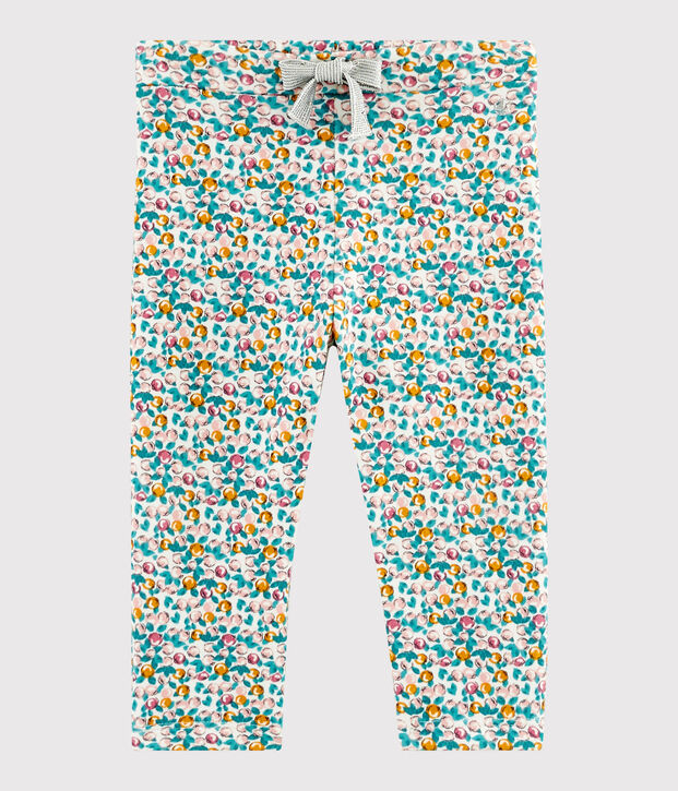 Pantalon b&eacute;b&eacute; fille blanc/multicouleur