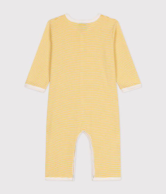 Pyjamas bébé manches longues sans pieds en coton jaune BLE/blanc MARSHMALLOW