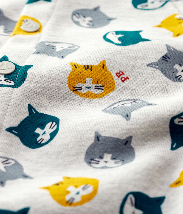 Combinaison en molleton b&eacute;b&eacute;. gris BELUGA/blanc MULTICO