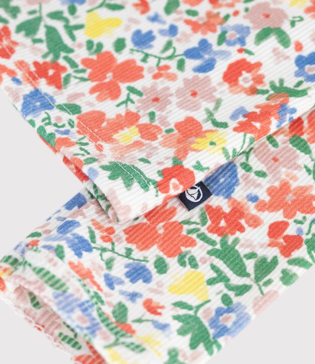 Cardigan enfant en coton &agrave; fleurs blanc/multicouleur