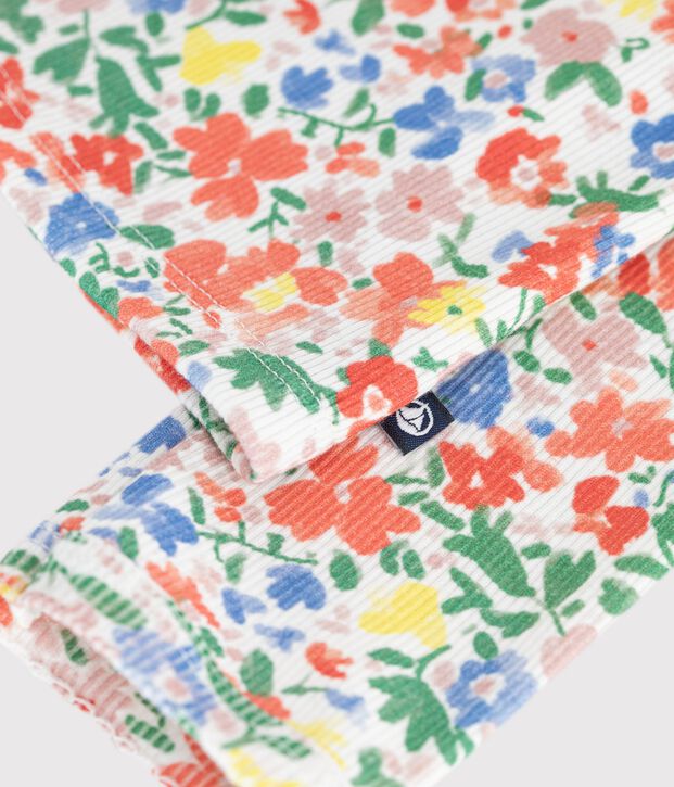Cardigan enfant en coton &agrave; fleurs blanc/multicouleur