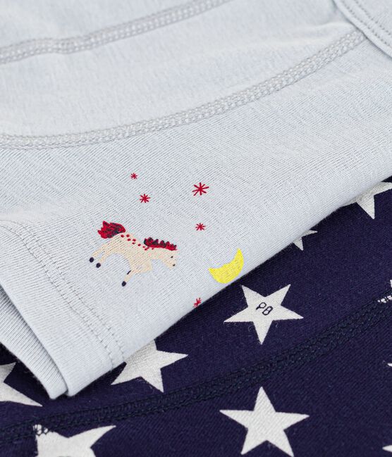 Lot de boxers enfant en coton à ceinture colletée imprimé étoiles variante 1