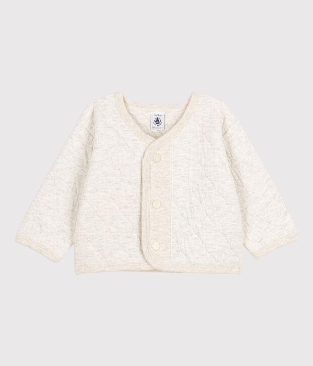 Cardigan b&eacute;b&eacute; en tubique matelass&eacute; beige chin&eacute;