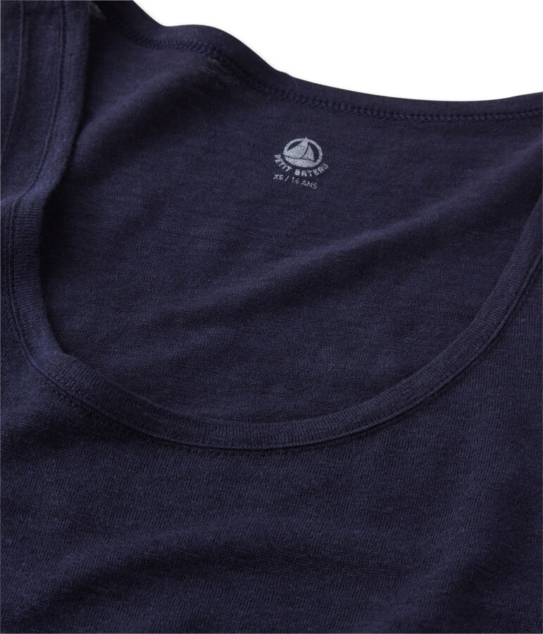 D&eacute;bardeur femme en lin bleu SMOKING