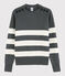 Pull marin en coton Femme gris ORAGE/blanc MARSHMALLOW