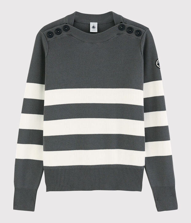 Pull marin en coton Femme gris/blanc