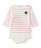 Body marinière bébé manches longues blanc MARSHMALLOW/rose BABYLONE