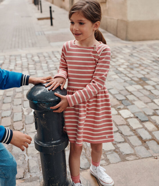 Robe manches longues en coton épais enfant fille rose ROSEWOOD/ AVALANCHE
