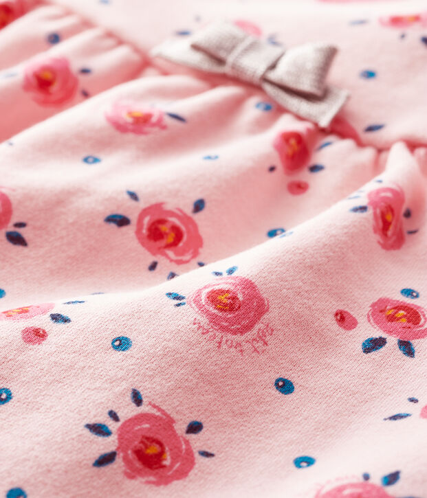 Robe manches longues b&eacute;b&eacute; fille rose/multicouleur
