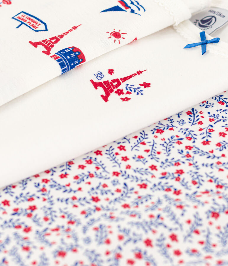 Lot de 3 chemises &agrave; bretelles Paris en coton petite fille multicouleur