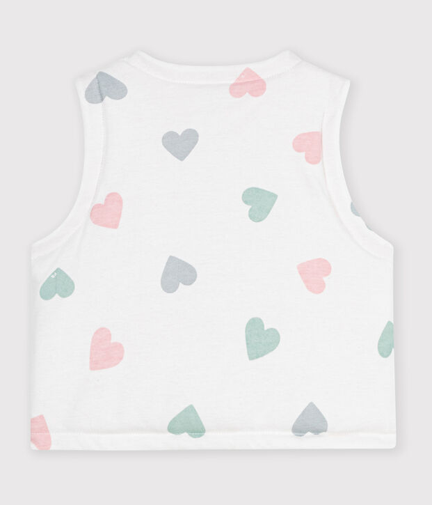 Gilet sans manche r&eacute;versible b&eacute;b&eacute; en coton imprim&eacute; blanc/multicouleur