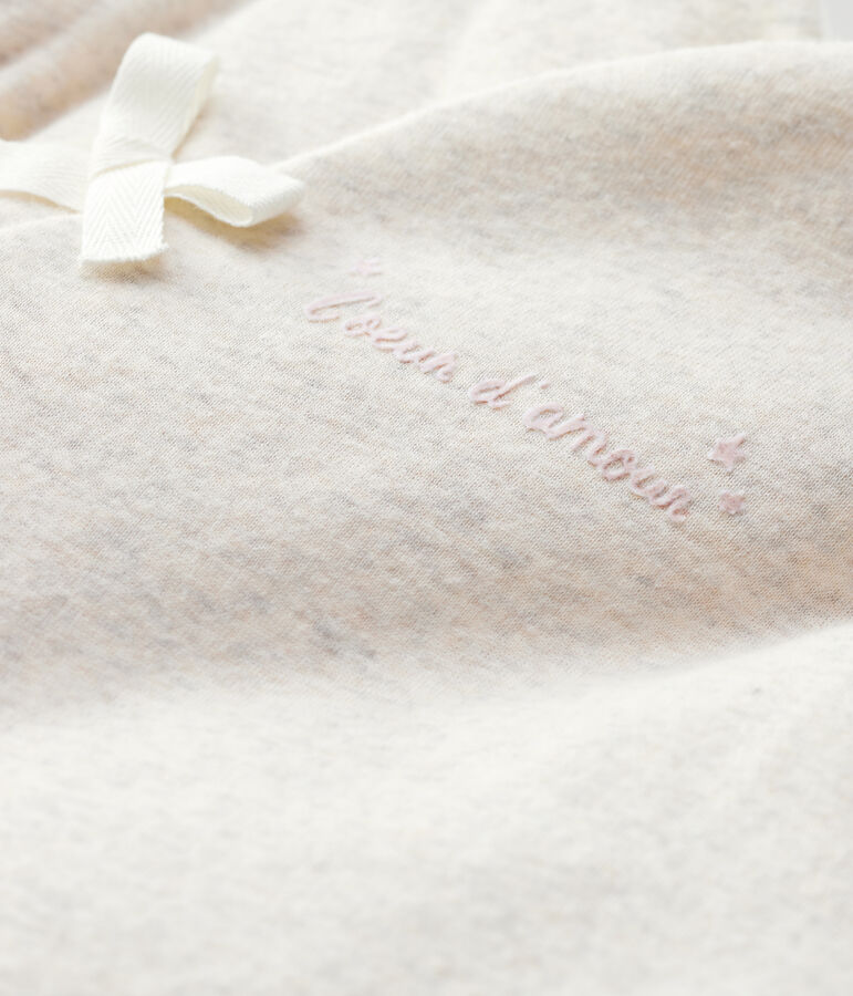 Combinaison longue grise chin&eacute;e &agrave; capuche b&eacute;b&eacute; en coton biologique beige MONTELIMAR CHINE