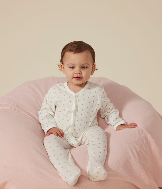 Pyjama bébé petit étoile en coton blanc MARSHMALLOW/ HERBIER