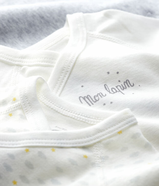 Lot de 3 bodies crois&eacute;s manches longues b&eacute;b&eacute; en coton biologique multicouleur