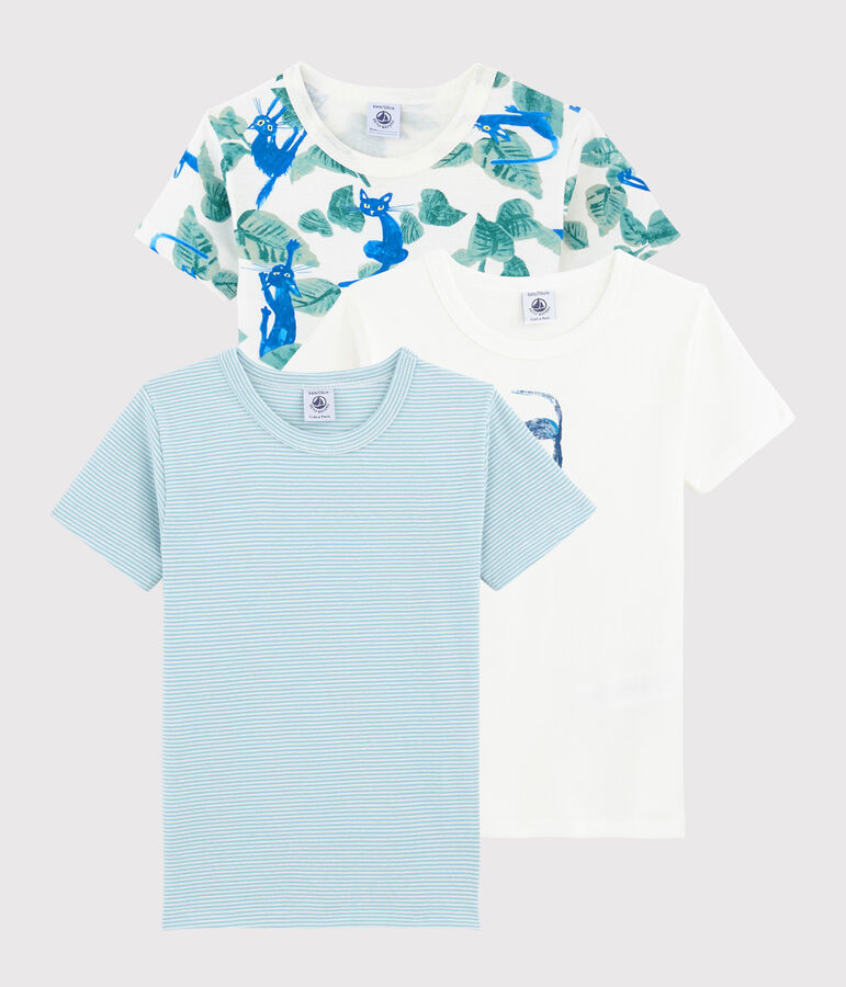 Lot de 3 tee-shirts manches courtes chats color&eacute;s petit gar&ccedil;on multicouleur