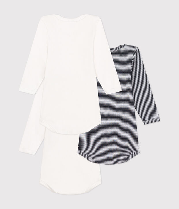 Lot de 3 bodies manches longues en coton b&eacute;b&eacute; multicouleur