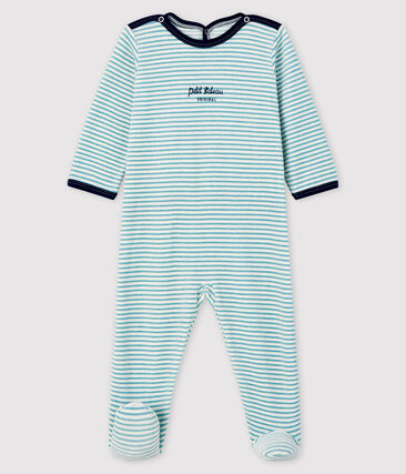 PETIT BATEAU - Dors-bien à rayures bébé en velours