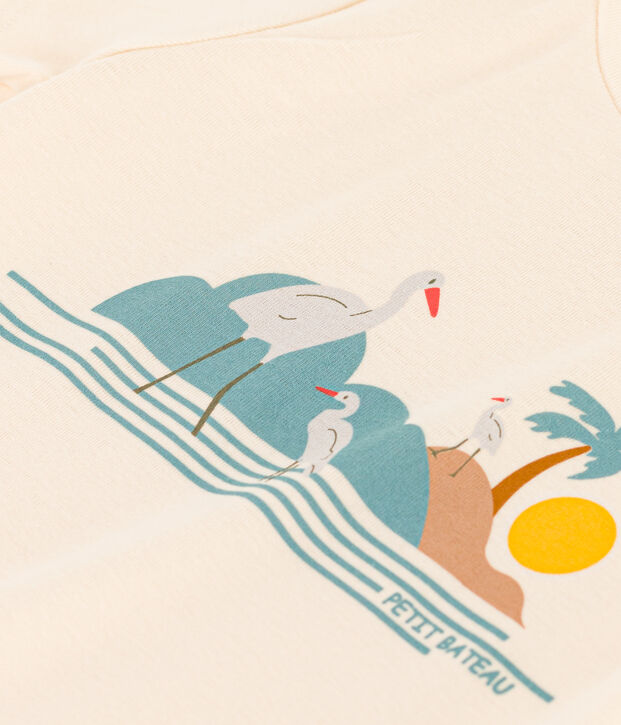 Tee-shirt imprim&eacute; en coton enfant fille &eacute;cru/multicouleur