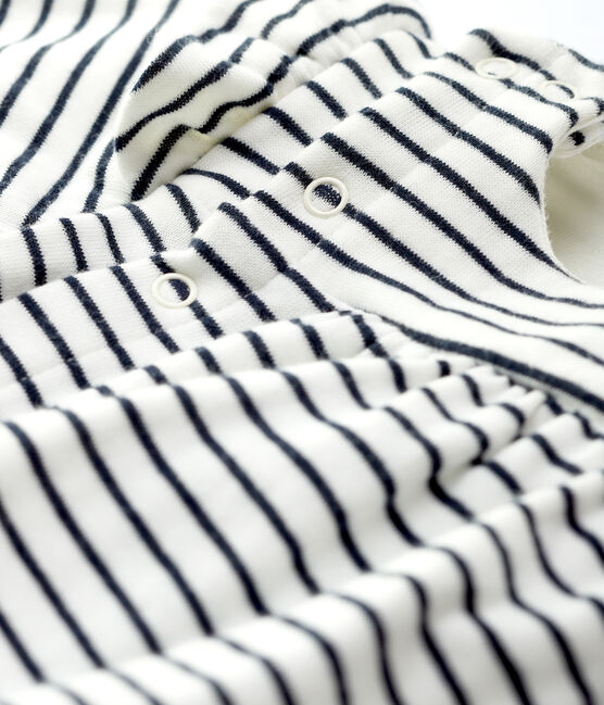 Robe rayée bébé fille en coton biologique blanc MARSHMALLOW/bleu SMOKING