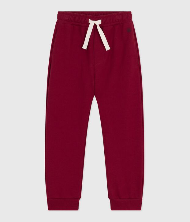 Pantalon de jogging enfant en coton uni rouge