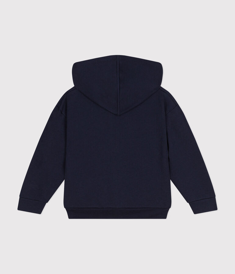 Sweatshirt zipp&eacute; &agrave; capuche en molleton enfant fille bleu SMOKING