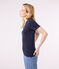 Tee-shirt l'Iconique manches courtes en côte unie femme bleu SMOKING