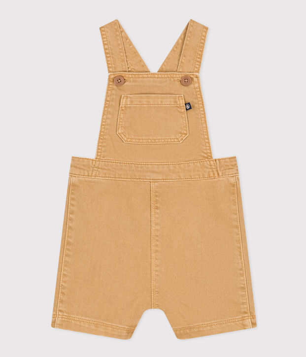 Salopette courte en denim de couleur b&eacute;b&eacute; beige