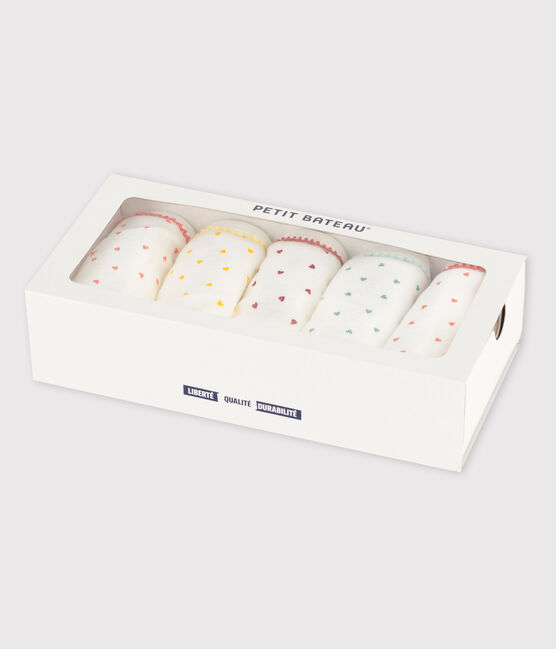 Lot de 5 culottes mini cœurs petite fille en coton variante 1