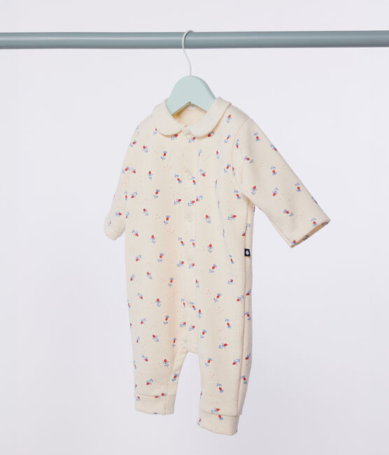 Combinaison bébé en coton à col, imprimé fleuri blanc AVALANCHE/ MULTICO