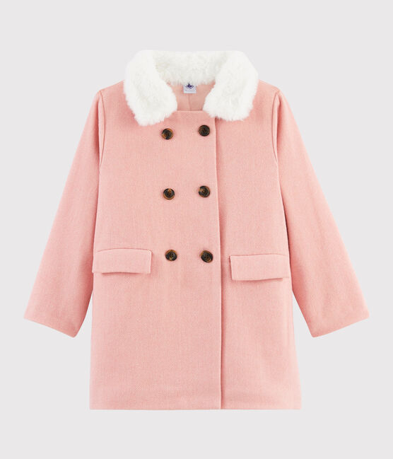 Manteau en drap de laine fille rose ROSE