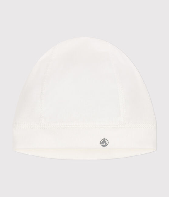 Bonnet naissance bébé en côte blanc MARSHMALLOW