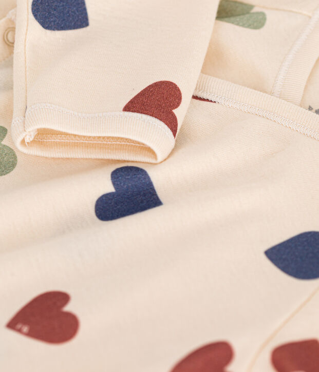 Pyjama b&eacute;b&eacute; c&oelig;urs en coton &eacute;cru/multicouleur