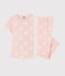 Pyjama rose à cœur petite fille en coton biologique rose MINOIS/blanc ECUME