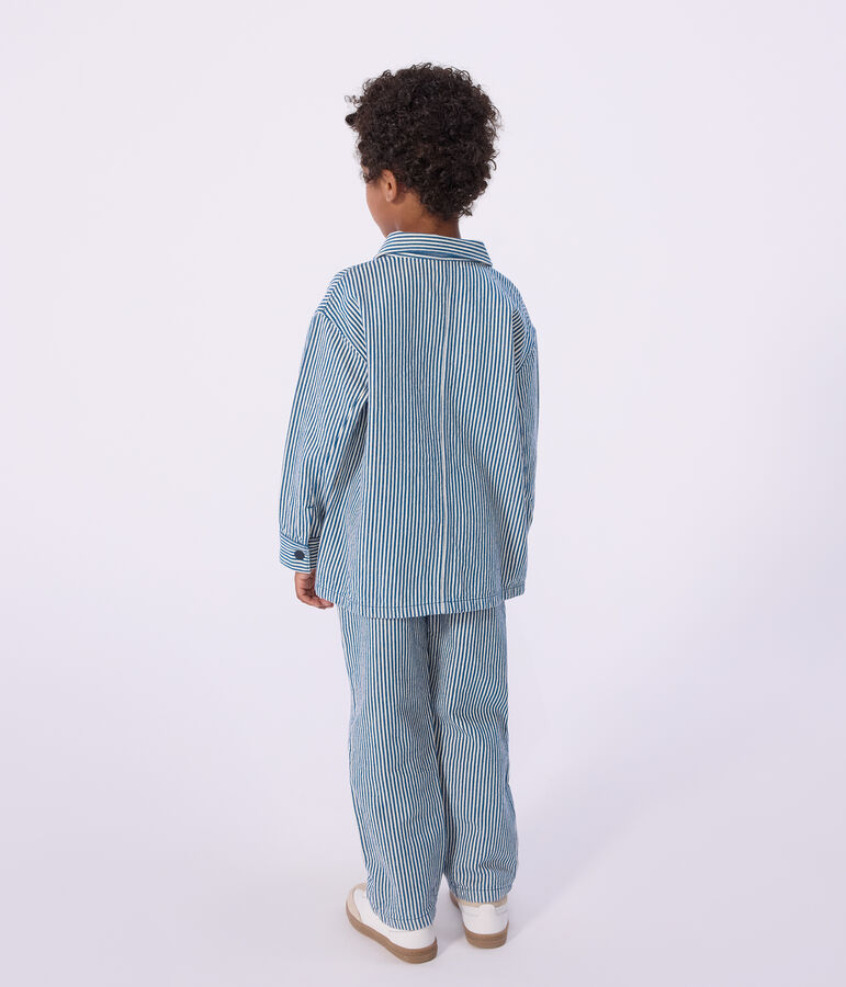 Veste enfant en coton &agrave; rayures bleu/blanc